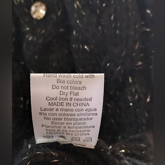 Studded Open Side Black Cable Knit Lurex Sweater by ON TWELFTH - Picture 6 of 7